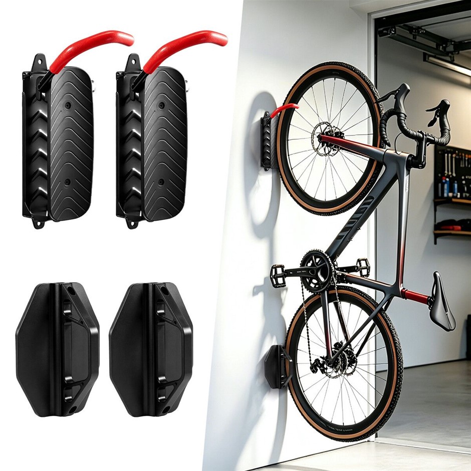 2PCS Swivel Bike Wall Mount Vertical Storage Rack 30kg Each Space Saver