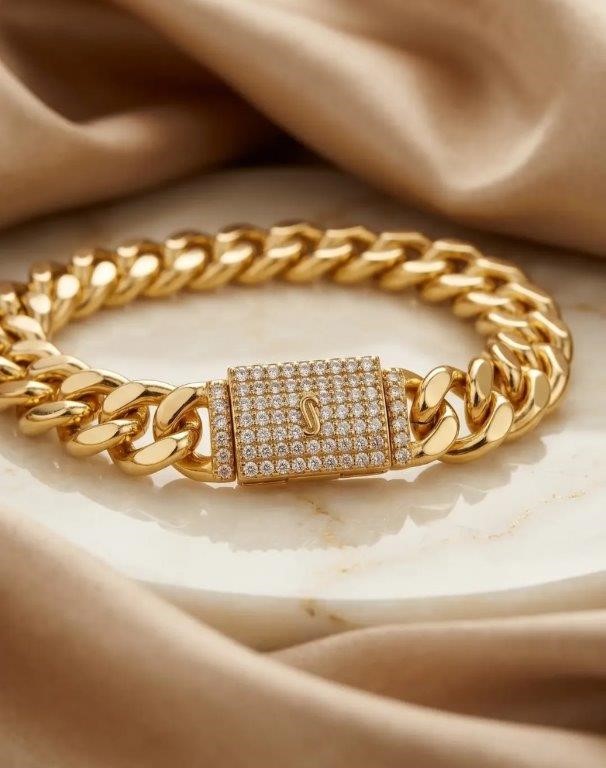 14K-Stamped Yellow Gold Filled Cuban Bracelet -20.2cm-10mm-Bonus Gift