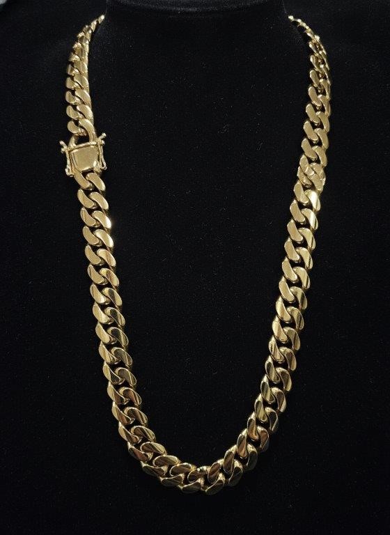 18K-Stamped Yellow Gold Filled Cuban Chain -60cm-15mm-Bonus Gift