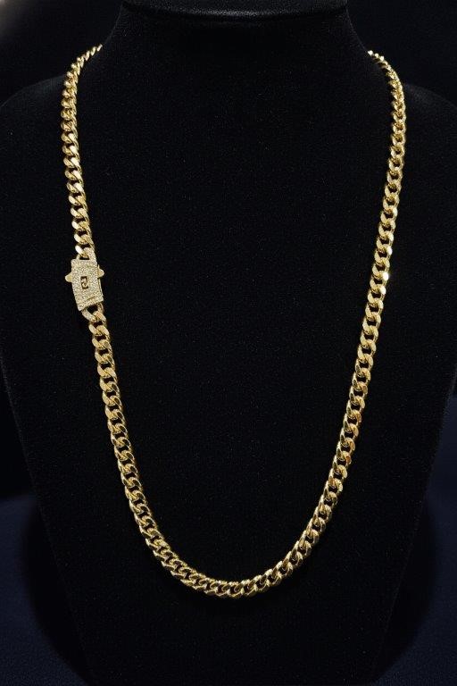 14K-Stamped Yellow Gold Filled Cuban Miami Chain -60cm-6mm-Bonus Gift