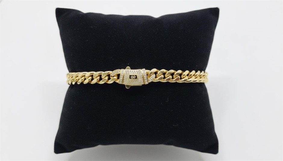 14K-Stamped Yellow Gold Filled Cuban Bracelet -20cm-8mm-Bonus Gift