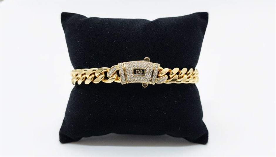 14K-Stamped Yellow Gold Filled Cuban Bracelet -22cm-10mm-Bonus Gift