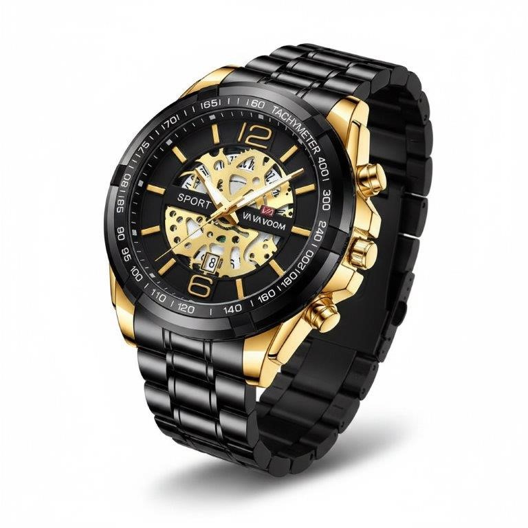 Jewelz Merchants Men’s Black & Gold-Tone Sport Watch – Father’s Day Special