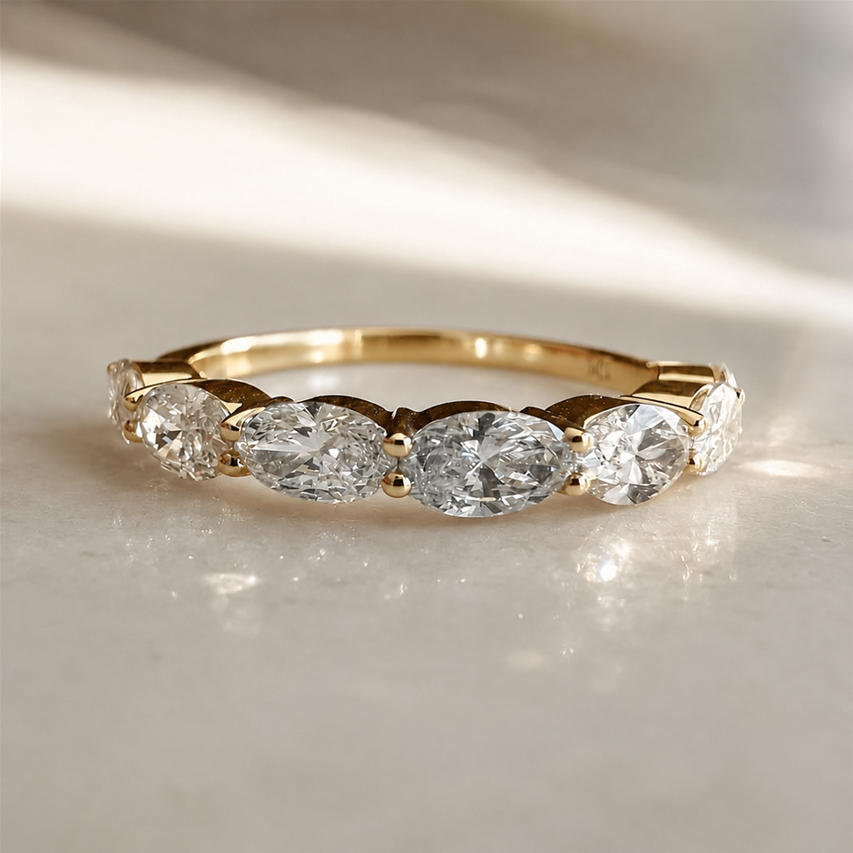 Eas West Oval Lab Diamond Solid 10k Gold Ring