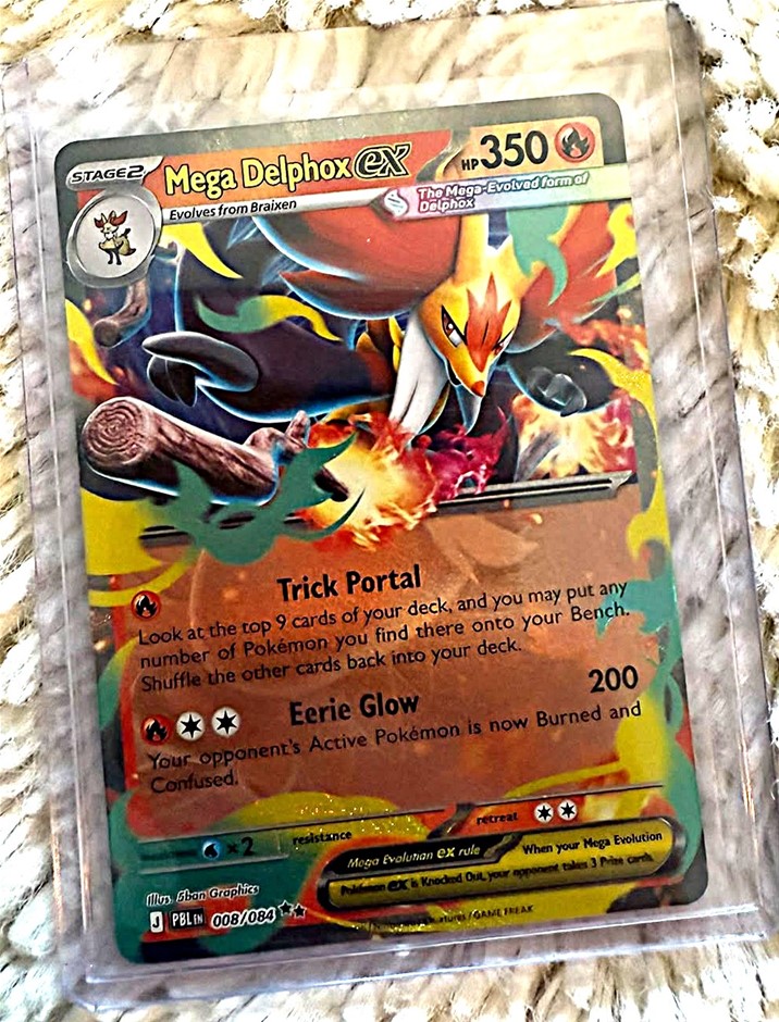 English Mega Delphox ex 008/084 Double Rare Pokémon Card.