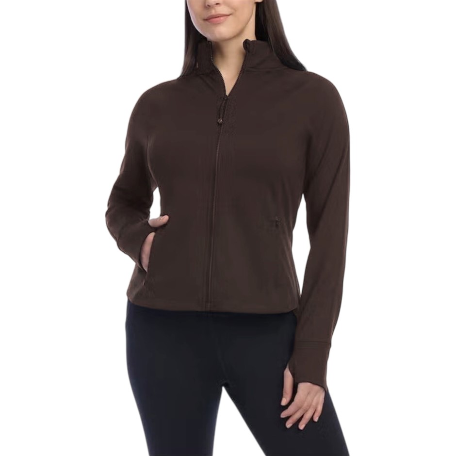 DANSKIN Women's Mantra Yoga Jacket, Size XL, Espresso. NB: minor shop soil.