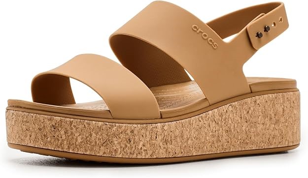 CROCS Women's Brooklyn Low Wedge Sandals, Size w9, Chalk/Tan. RRP: $100. NB