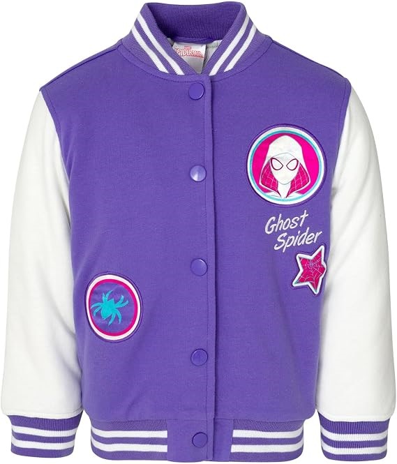 Marvel Spider-Man Spider-Gwen Girls Varsity Bomber Jacket Toddler to Big Ki