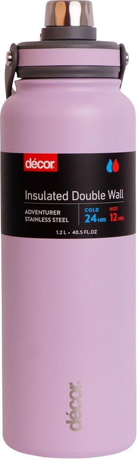 DECOR Adventurer Insulated Stainless Steel Double Wall Bottle, 1.2 Litre Ca