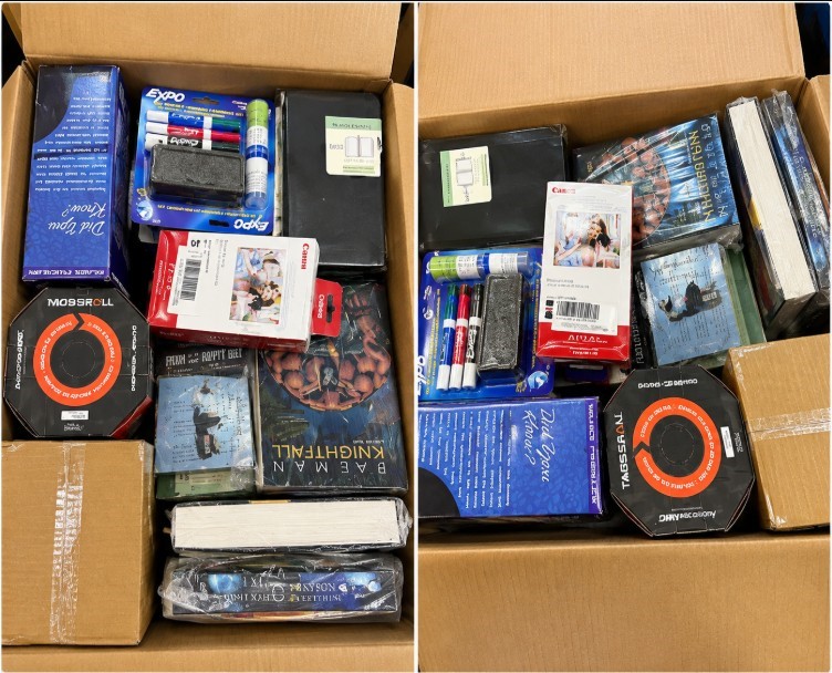 BOX OF ASSORTED STATIONERY & OFFICE SUPPLIES: Notebooks, Markers, Envelopes