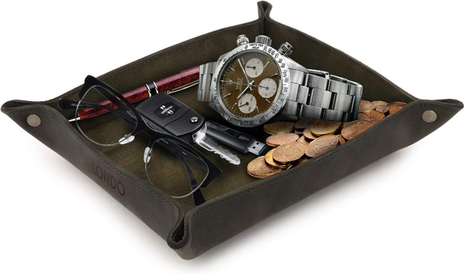 2 X LONDO Genuine Leather Tray Organizer - Practical Storage Box for Wallet