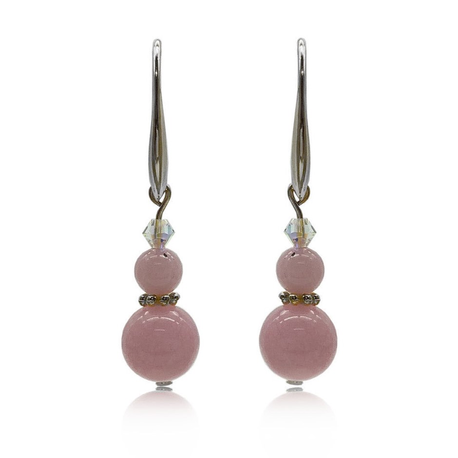 Cherry Blossom Jasper & Swarovski® Crystal Real Platinum Plated Earrings