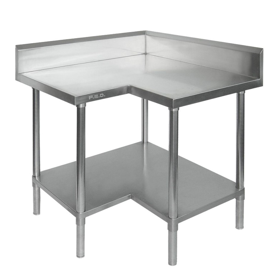 Corner Workbench with Splashback and Undershelf