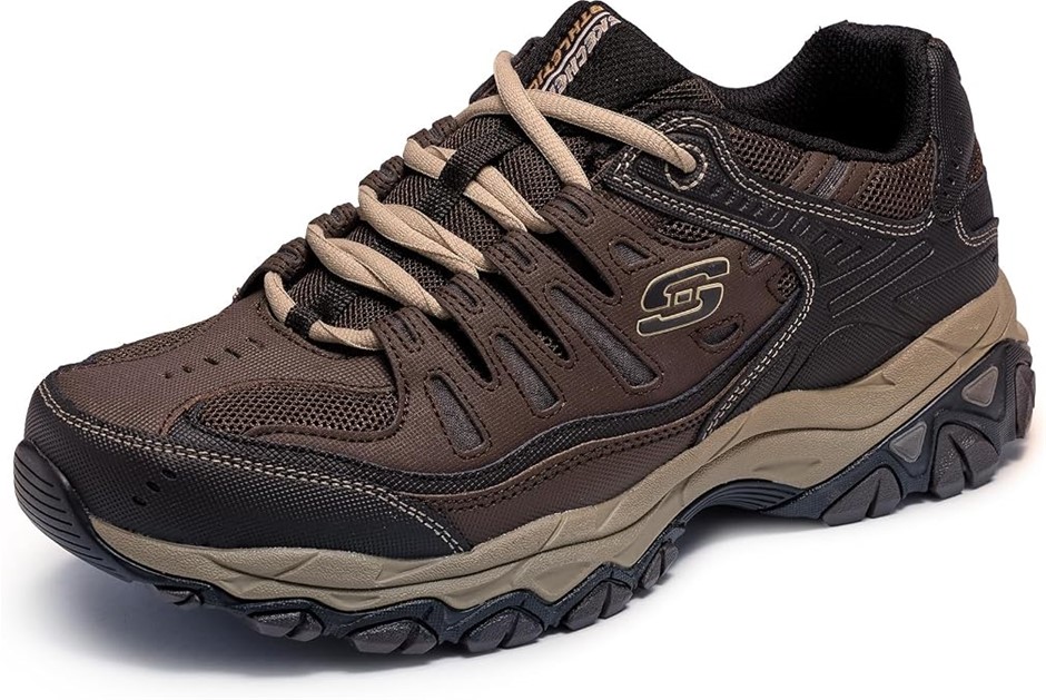 SKECHERS Men's Afterburn Memory Foam Lace-Up Sneaker, US7/EU39.5, Brown/Tau