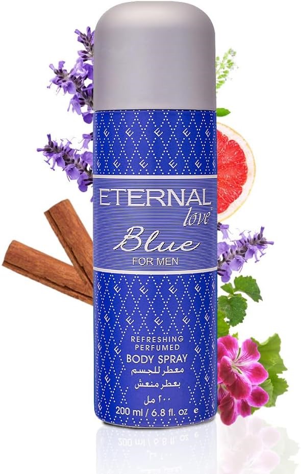 ETERNAL LOVE Men's 200 ml Blue Body Spray. Buyers Note - Discount Freight