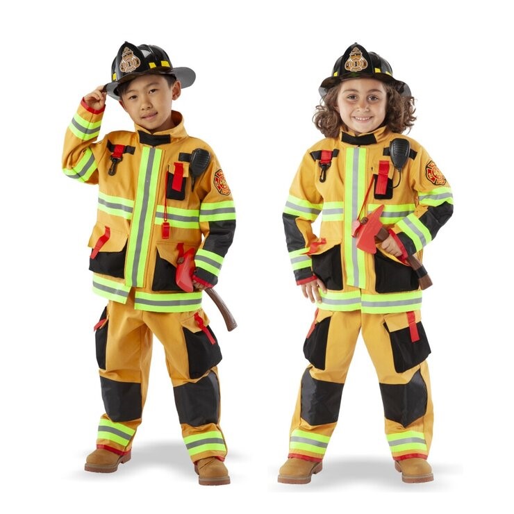 TEETOT Kids' Costume, Size 7-8, Firefighter (Tan), 25500. Incl: Top, Pant &