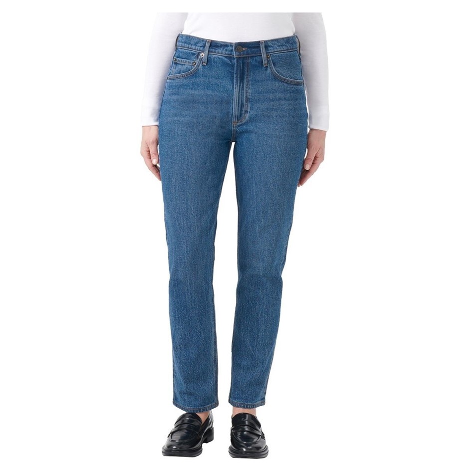 SIGNATURE Women's High-Rise Straight Jean, Size 2, 99% Cotton, Blue. Buyer