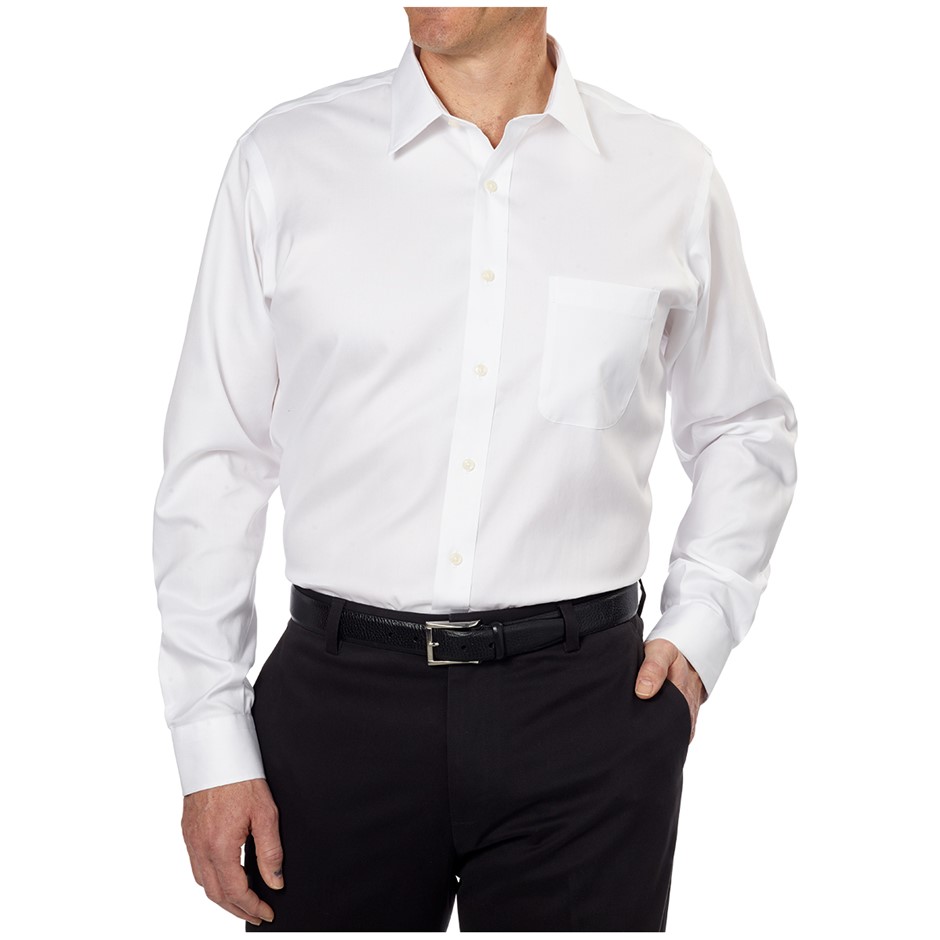 KSIGNATURE Men's Tailored Fit Non-Iron Shirt, Size 41-84, White. Buyers No
