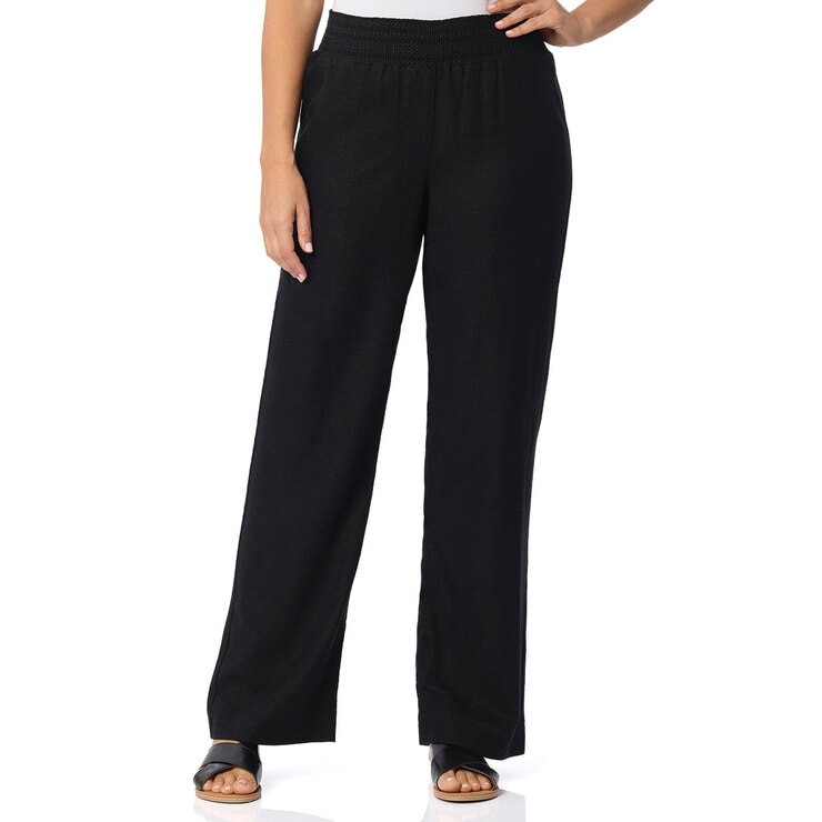2 x BRIGGS Women's Wide Linen Pant, Size L, 55% Flax, Black. Buyers Note -