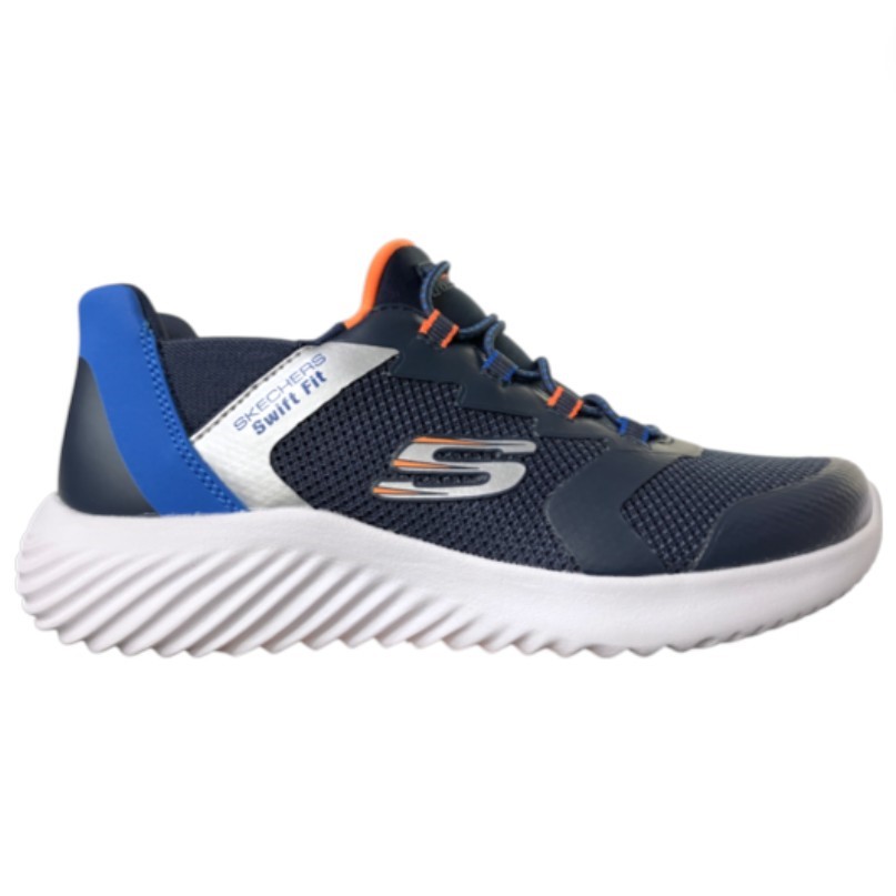 SKECHERS Kids' Bounder Sneakers, Size US4 / EU36, Blue (NVBL), 17300LCS. B