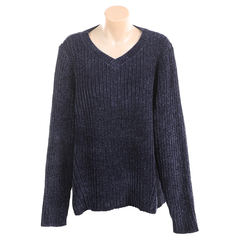JACHS Women's V-Neck Soft Jumper, Size M, 100% Polyester, Navy. Buyers Not