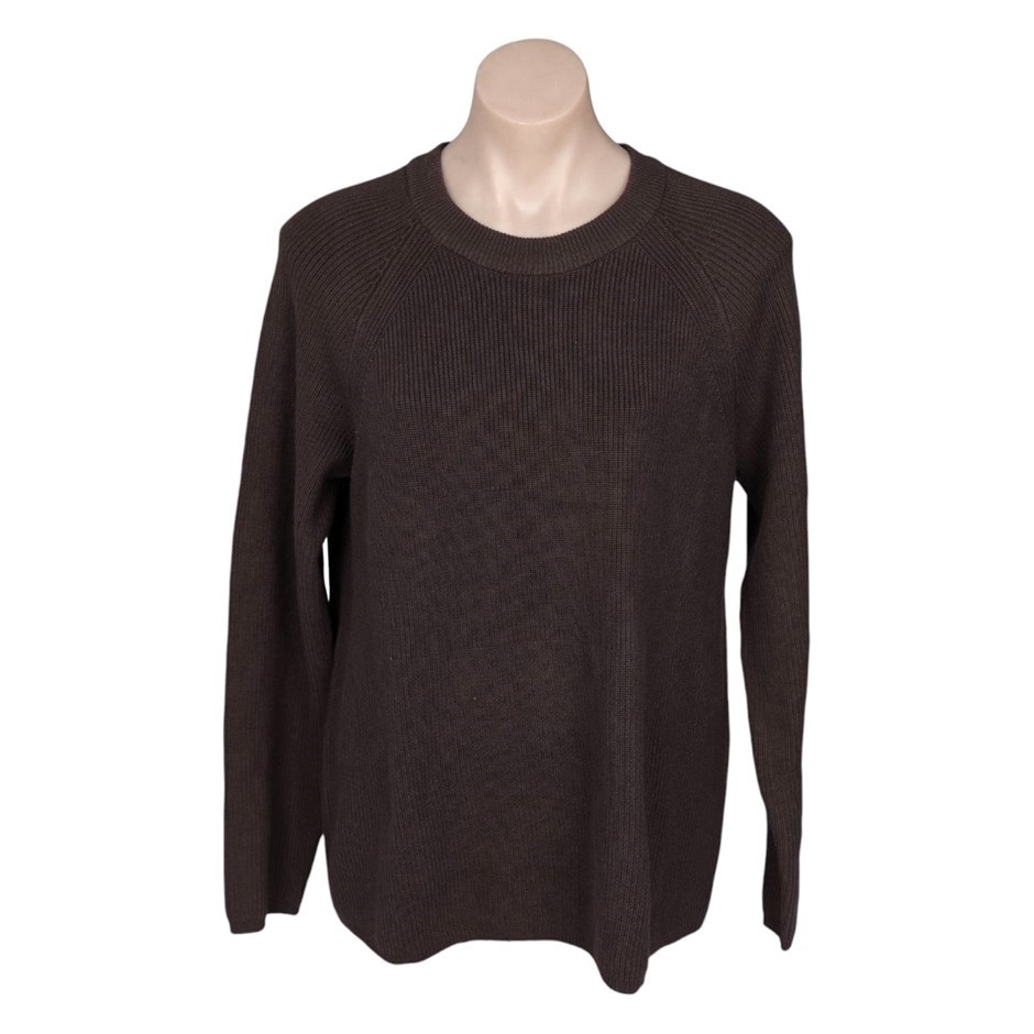 MATTY M Women's Rib Sweater, Size XS, 60% Cotton, Espresso.