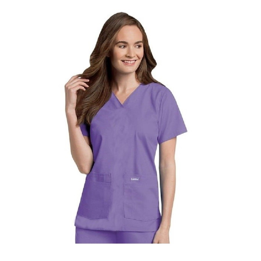 3 x LANDAU Women's Durable Comfortable 4-Pocket V-Neck Scrub Top Shirt, Wis