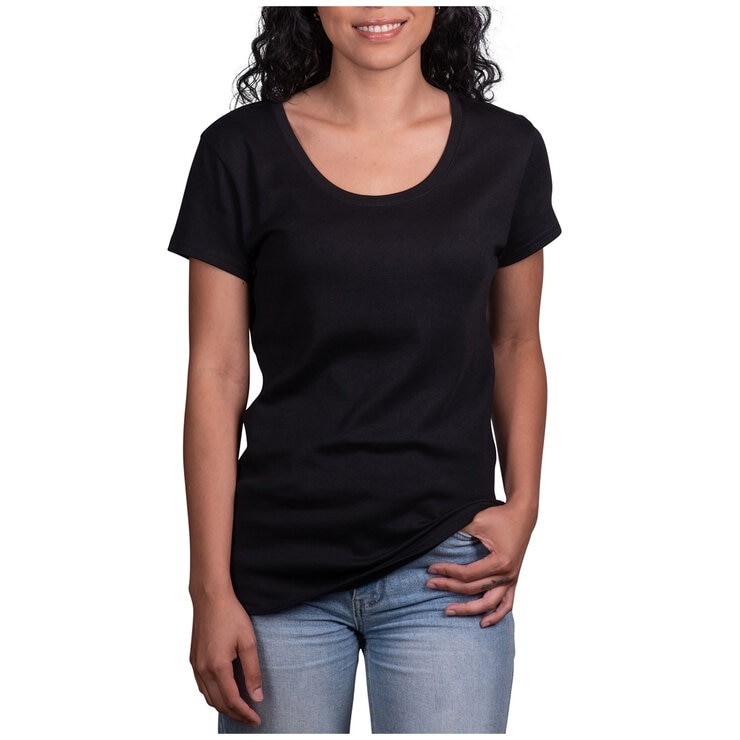 3 x SIGNATURE Women's Pima Cotton Tee, Size M, 100% Pima Cotton, Black. Bu