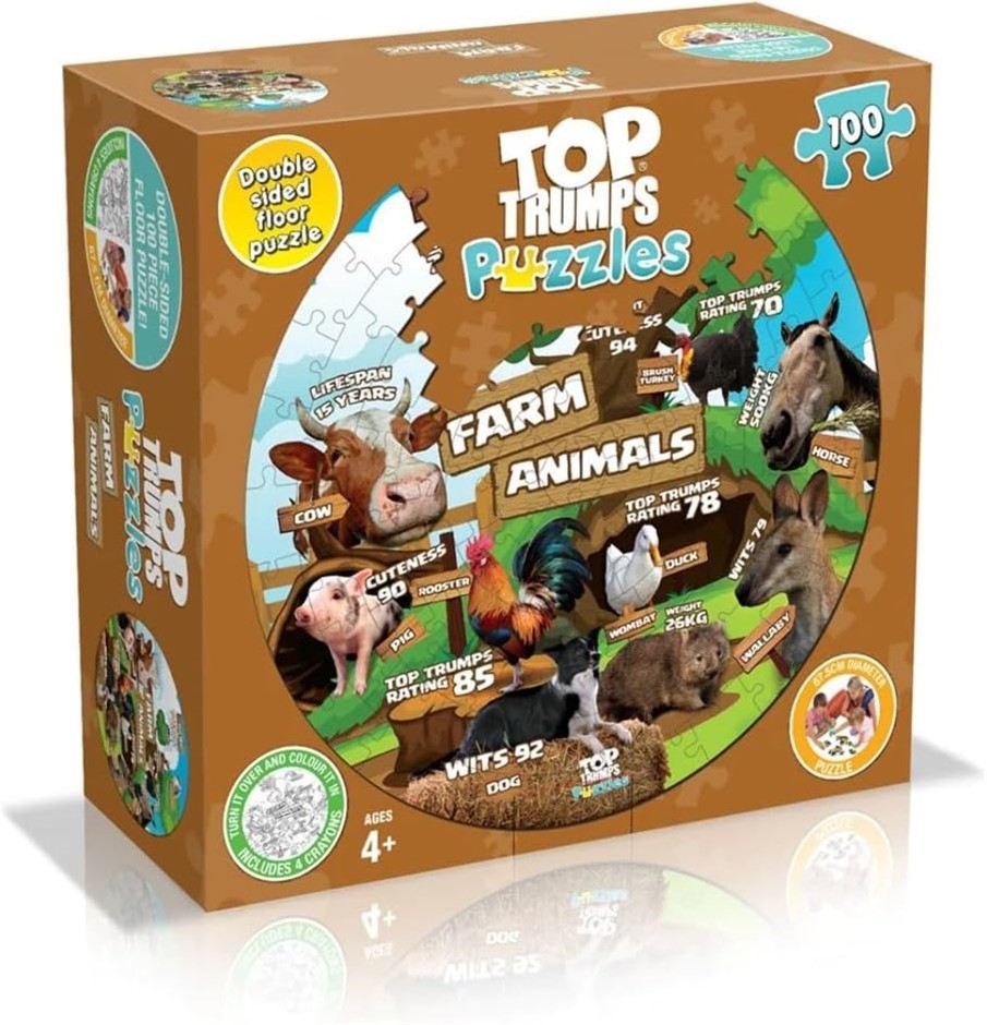 2 x TOP TRUMPS Winning Moves WMA Farm Animals 100 Piece Puzzle.
