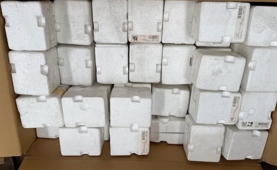 Assorted Box (50+) of Coffee Mugs with Printed Designs.