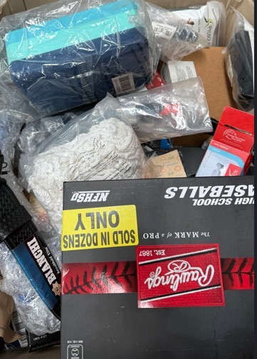 Assorted Box of Sporting Goods incl: Baseball Balls, Orthopedic Items and m