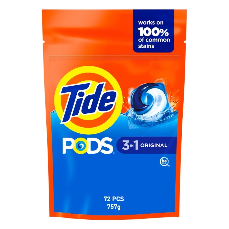 4 x TIDE Ultra Oxi Odor Eliminator Power Pods 72pc Count, 757g. N.B: Damage