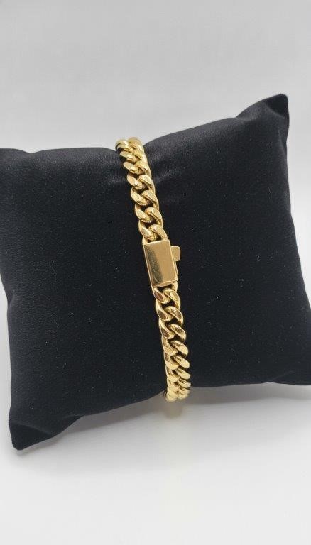 18k Italy Stamped Triple Yellow Gold Plated Bracelet-Quality Guarantee 22cm