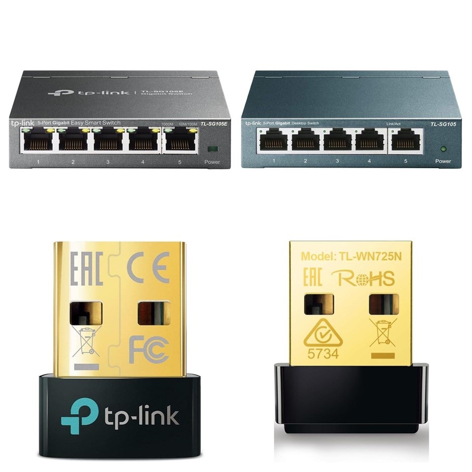 4 x TP-LINK Switches & Adapters. 1 x TP-LINK TL-SG105E 5-Port Switch. 1 x T