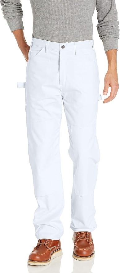 DICKIES Men's Relaxed Double Knee Utility Pant, Size 34x34, White, 2053WH.