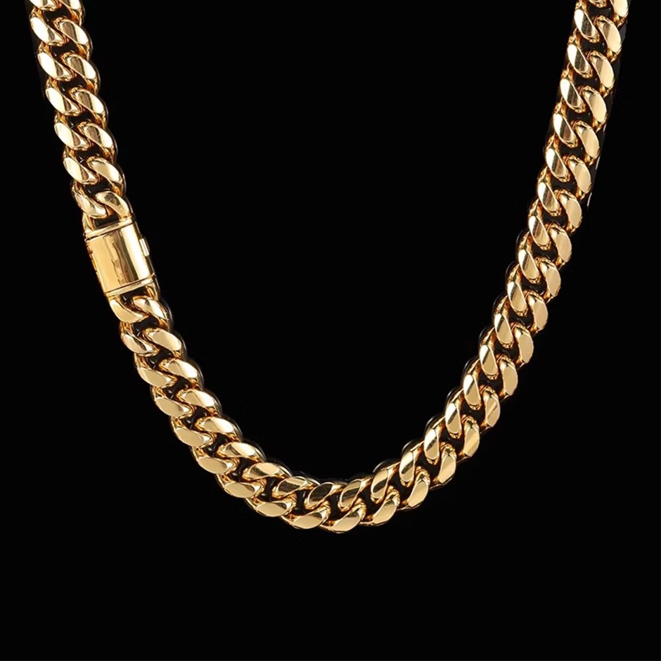 18K Gold-Filled Cuban Link Chain Necklace, 12MM Wide - 60.9cm