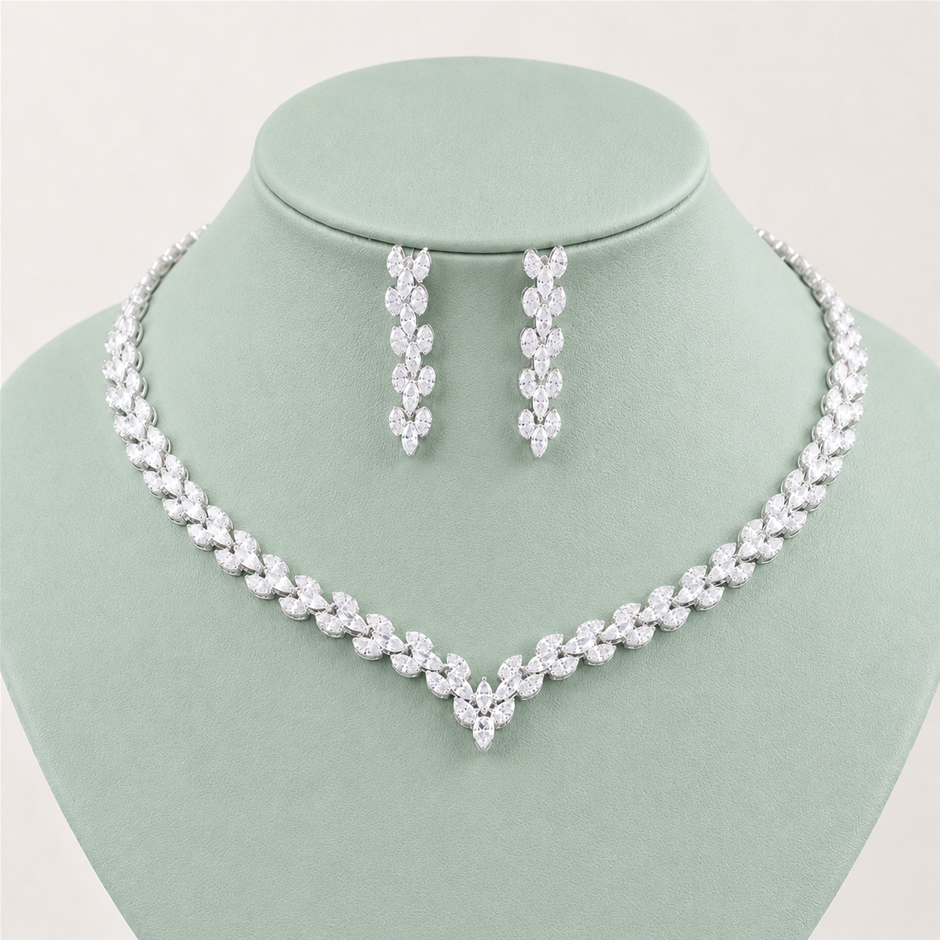 Elegant Marquise Cut AAA+ Cubic Zirconia Jewellery Set