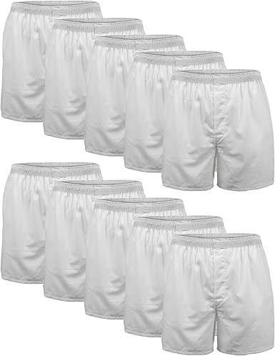 10 Pack x GILDAN Men's Underwear Boxers, Large, White, G1117.