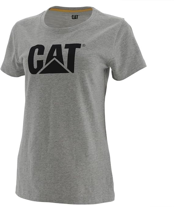 CATERPILLAR CAT Women's Trademark Logo T-Shirt, Size L, Heather Grey, 10100