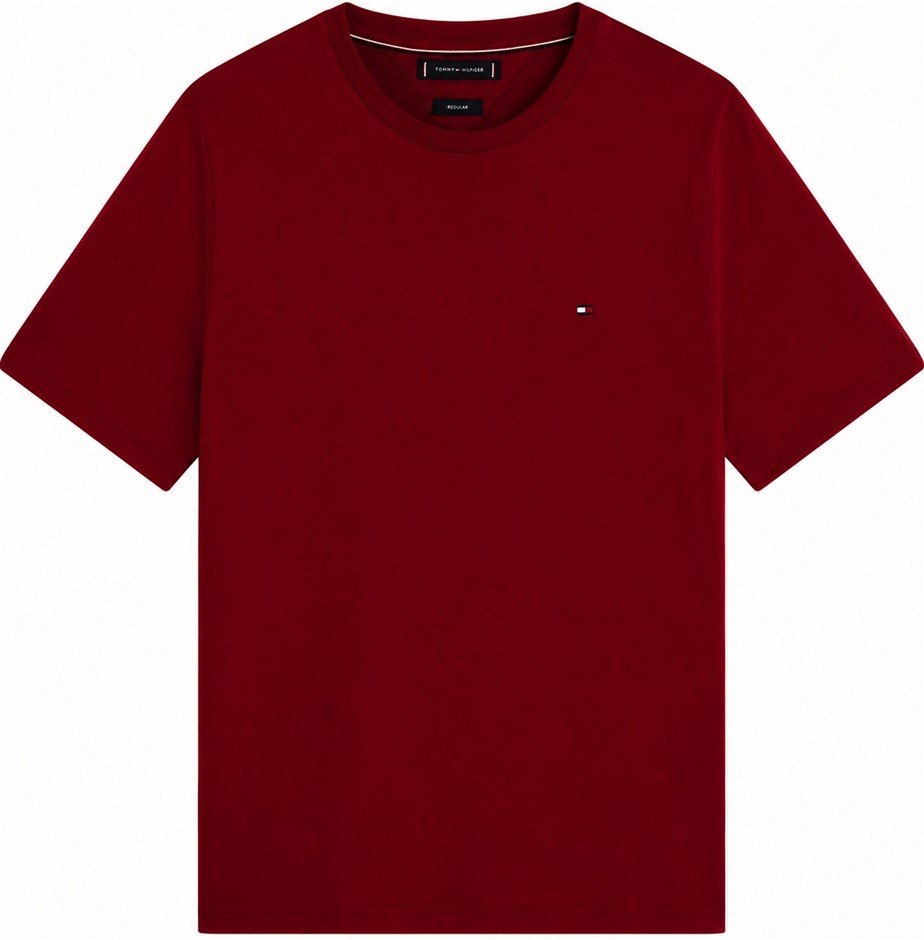 TOMMY HILFIGER Essential Regular Fit Solid Tee, Dark Magma, Size XS (MW0MW3