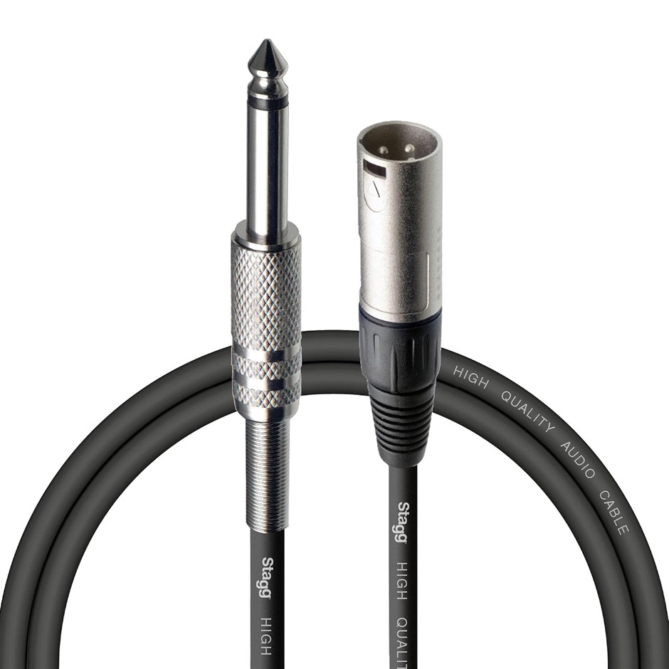 2 x Stagg SAC1PXM DL 1 m S Series Deluxe Stereo Jack Male XLR Cable