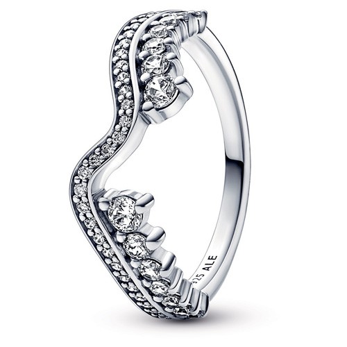 Wish sterling silver ring with clear cubic zirconia Size 58