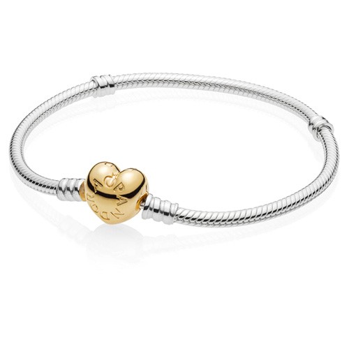 Moments Silver Bracelet with Pandora Shine Heart Clasp Size 21