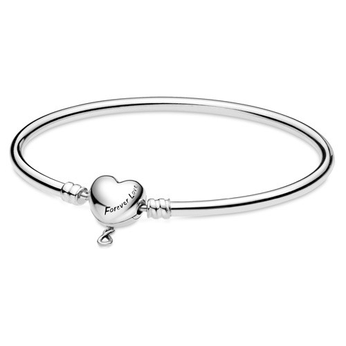2020 LE MD PWP Silver Bangle w Forever Love Heart Clasp Size 19
