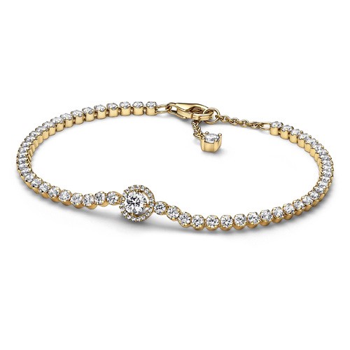 14k Gold-plated bracelet with clear cubic zirconia