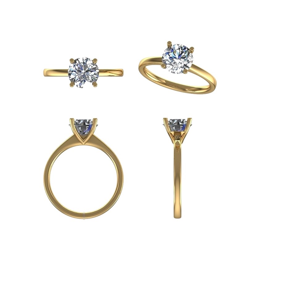 18k Yellow Gold 1.00 ct Lab Diamond Engagement Ring