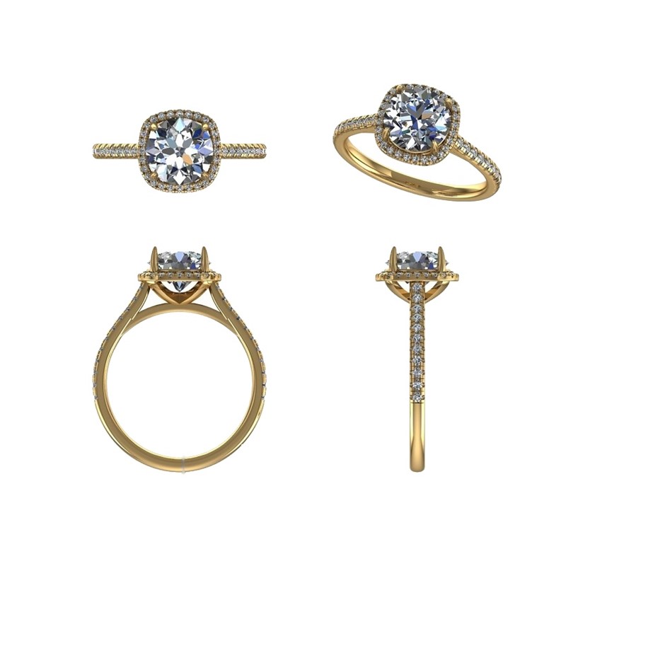 18k Yellow Gold 1.00 ct Lab Diamond Engagement Ring