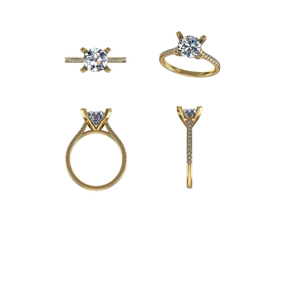 18k Yellow Gold 1.00 ct Lab Diamond Engagement Ring