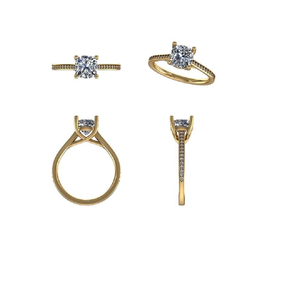18k Yellow Gold 1.00 ct Lab Diamond Engagement Ring