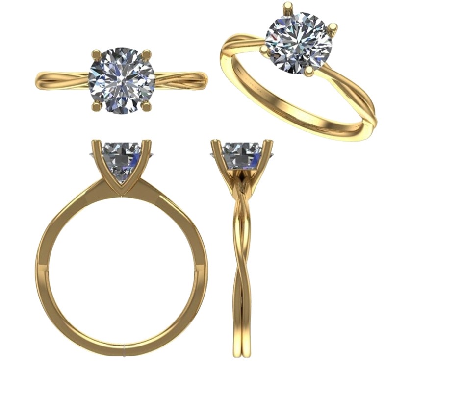 18k Yellow Gold 1.00 ct Lab Diamond Engagement Ring